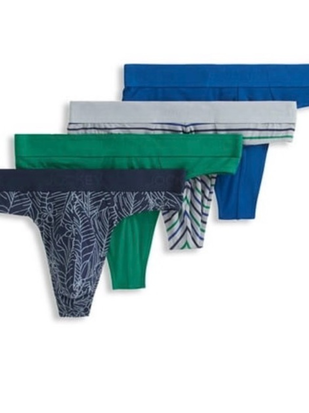 NWT Jockey 4 Pack Men’s LARGE Cotton Stretch Thongs Multi Color Amazing Comfort
